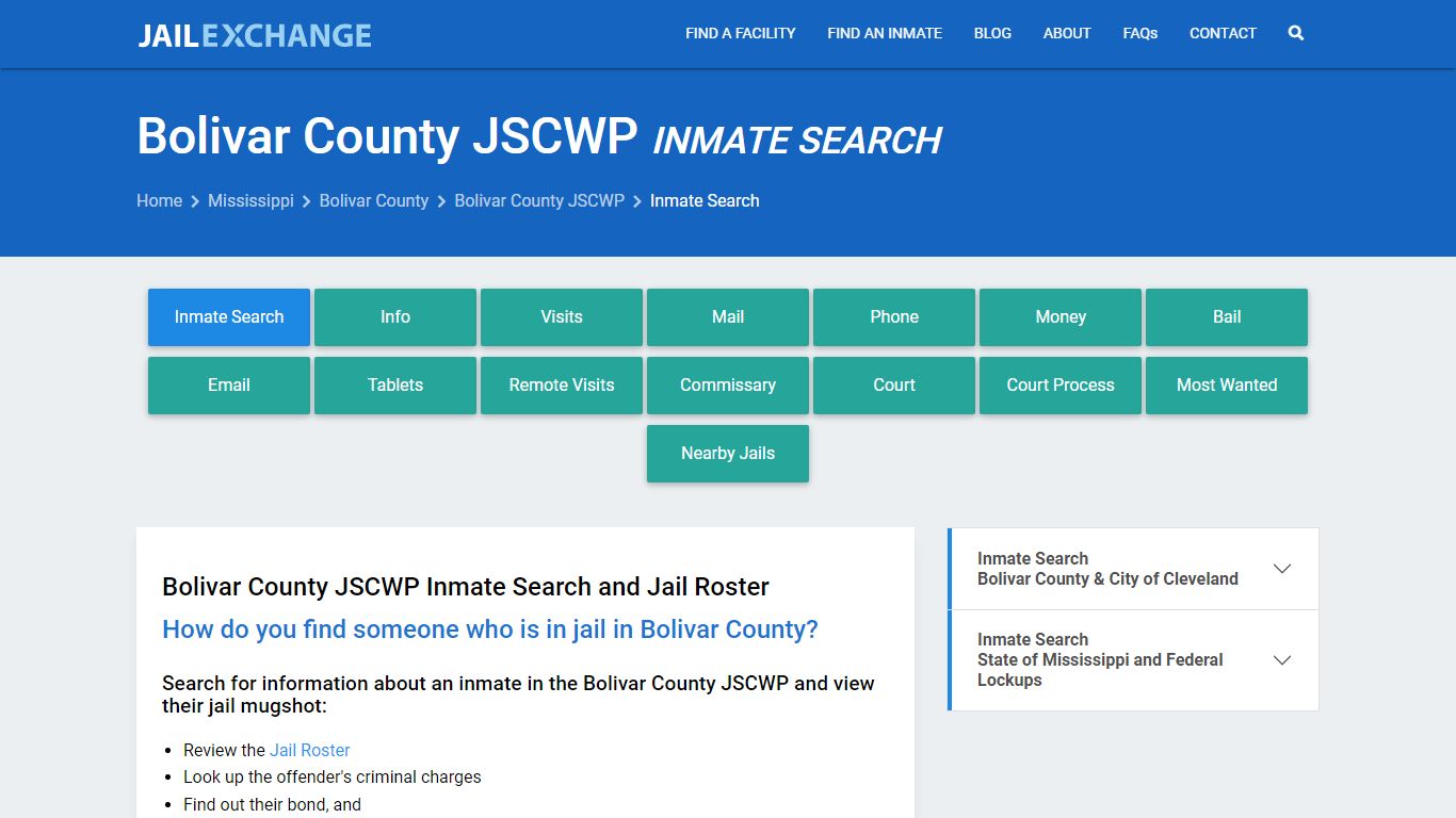 Inmate Search: Roster & Mugshots - Bolivar County JSCWP, MS - Jail Exchange